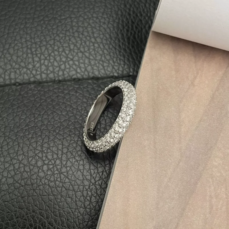 S925 Silver Full Eternity Paved Cubic Zirconia Ring