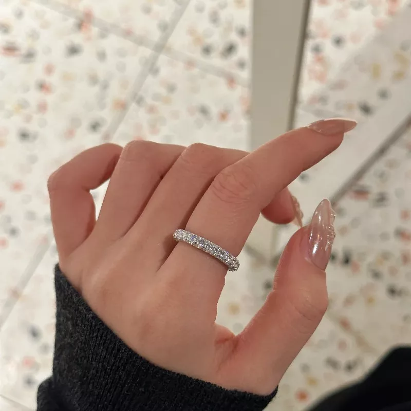 S925 Silver Full Eternity Paved Cubic Zirconia Ring