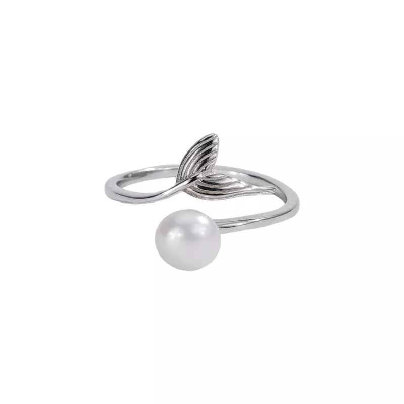 S925 Mermaid Tail Freshwater Pearl Open Ring