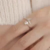 S925 Mermaid Tail Freshwater Pearl Open Ring