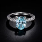 Oval Aquamarine Tone Cubic Zirconia S925 Silver Ring