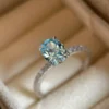 Oval Aquamarine Tone Cubic Zirconia S925 Silver Ring Oval Aquamarine Tone Cubic Zirconia S925 Silver Ring
