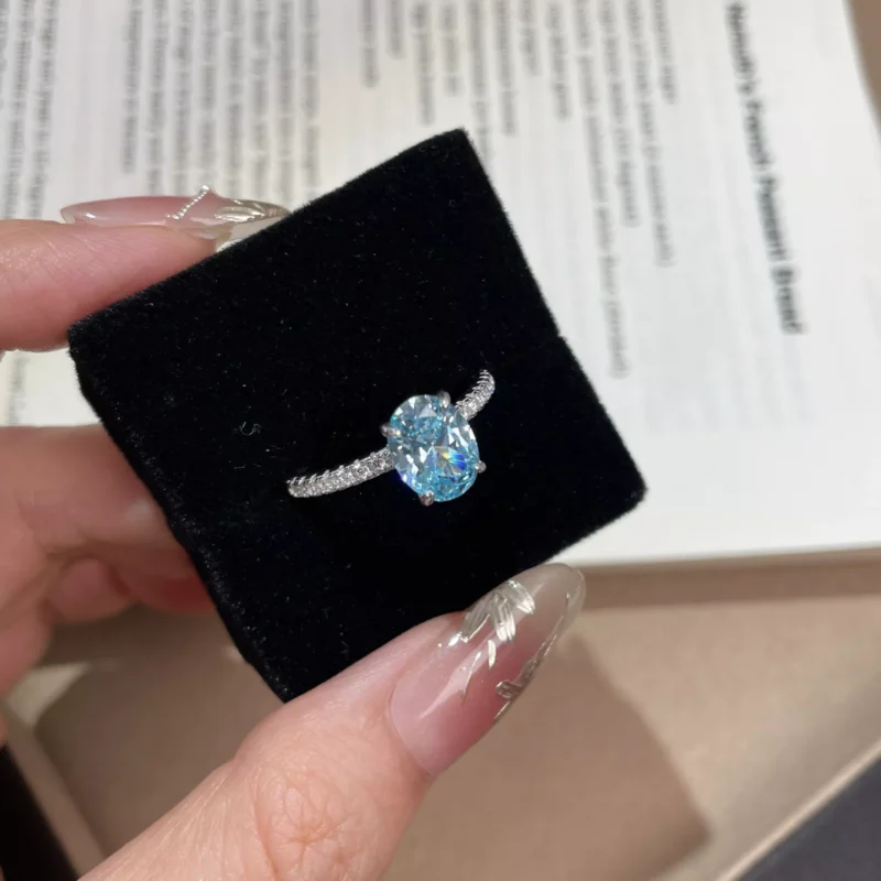 Oval Aquamarine Tone Cubic Zirconia S925 Silver Ring Oval Aquamarine Tone Cubic Zirconia S925 Silver Ring