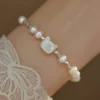 S925 Silver Mother‑of‑Pearl Cat Freshwater Pearl Bracelet