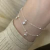 S925 Silver Double‑Layer Heart Charm Bracelet