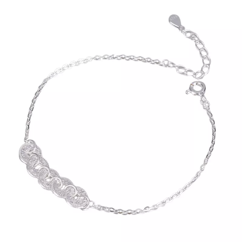 S925 Silver Coin‑Pattern Charm Bracelet