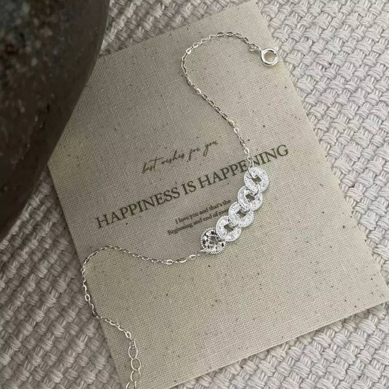 S925 Silver Coin‑Pattern Charm Bracelet
