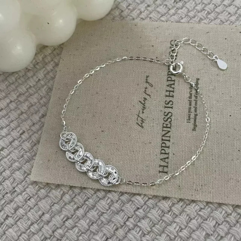 S925 Silver Coin‑Pattern Charm Bracelet