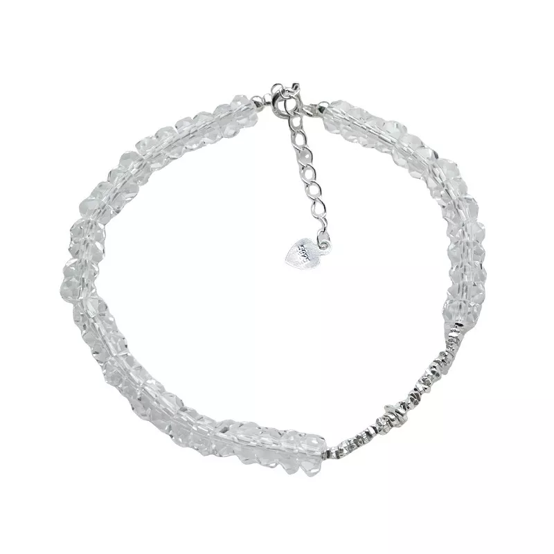 S925 Silver Clear Quartz Beaded Bracelet