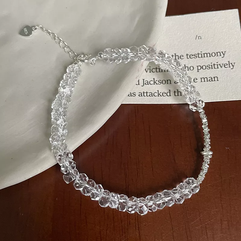 S925 Silver Clear Quartz Beaded Bracelet