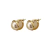 Gold‑Plated S925 Silver Half‑Pearl Huggie Earrings