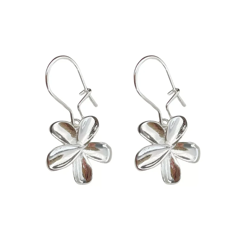 S925 Sterling Silver Flower Hook Drop Earrings