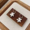 S925 Sterling Silver Flower Hook Drop Earrings