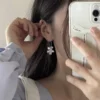 S925 Sterling Silver Flower Hook Drop Earrings
