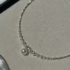 Geowence Gradient Pearl and Silver Charms Necklace