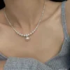 Geowence Gradient Pearl and Silver Charms Necklace