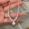 Geowence Gradient Pearl and Silver Charms Necklace
