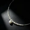 Geowence Gradient Pearl and Silver Charms Necklace