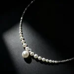 Geowence Gradient Pearl and Silver Charms Necklace