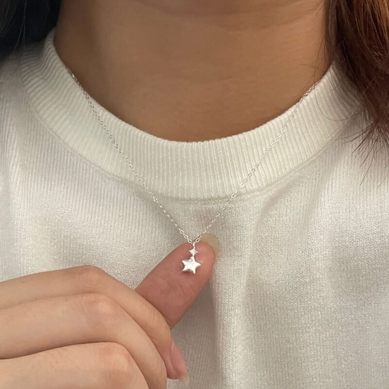 S925 Silver Matte Star Zircon Minimalist Women Necklace