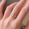 S925 Silver Oval Chalcedony Adjustable Ring