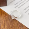 S925 Silver Oval Chalcedony Adjustable Ring