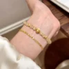 S925 Silver Textured Carved Chain Bracelet