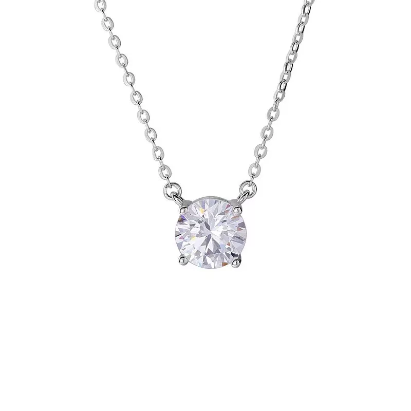 S925 Silver 4-Prong Single Zircon Minimalist Women Necklace