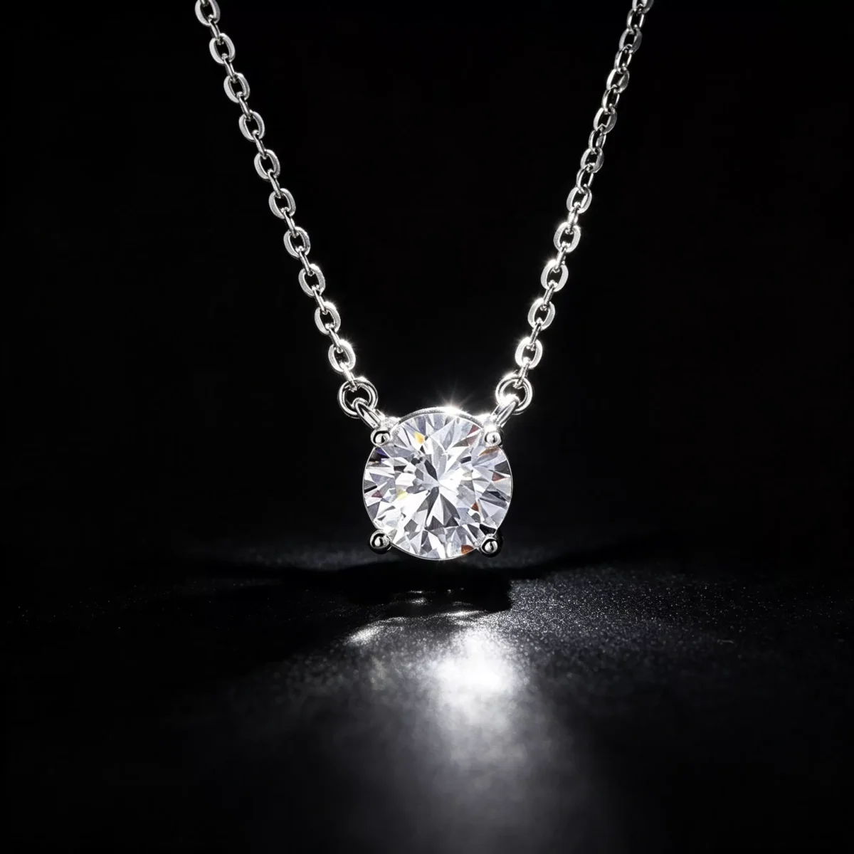 S925 Silver 4-Prong Single Zircon Minimalist Women Necklace
