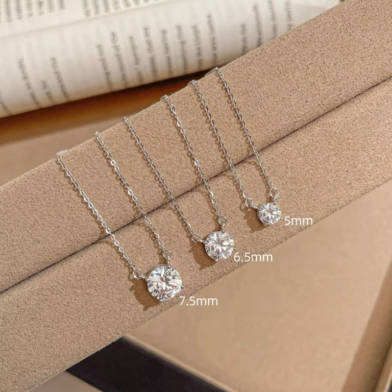 S925 Silver 4-Prong Single Zircon Minimalist Women Necklace