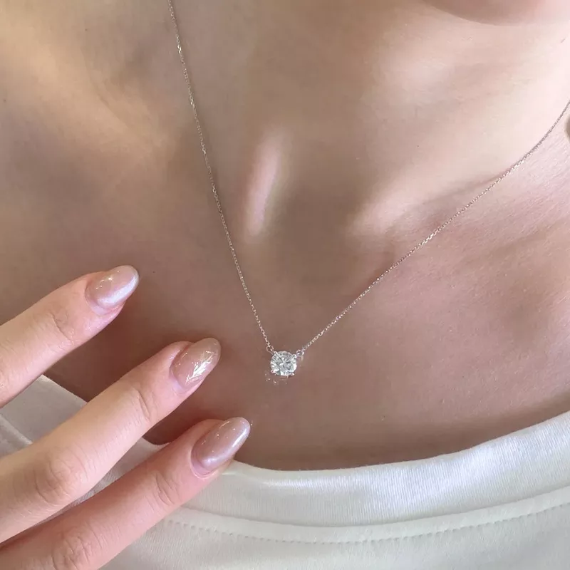 S925 Silver 4-Prong Single Zircon Minimalist Women Necklace