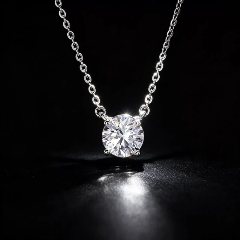 S925 Silver 4-Prong Single Zircon Minimalist Women Necklace