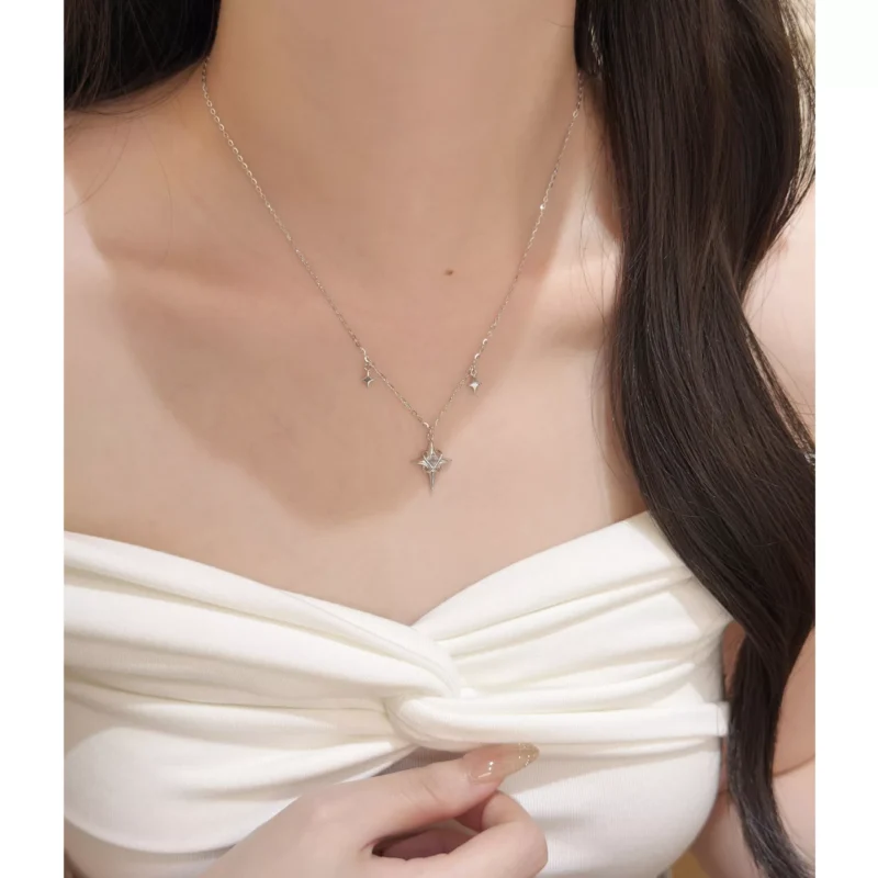 S925 Silver Starburst Zircon Delicate Women Necklace S925 Silver Starburst Zircon Delicate Women Necklace