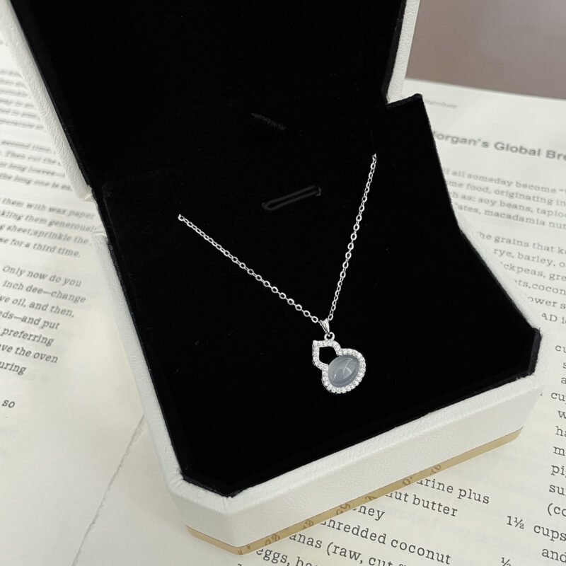 S925 Silver Chalcedony Gourd Zircon Chinese Style Necklace