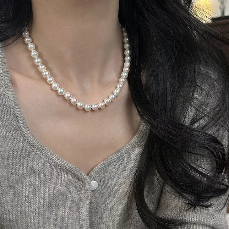 S925 Silver Near-Round Pearl Necklace