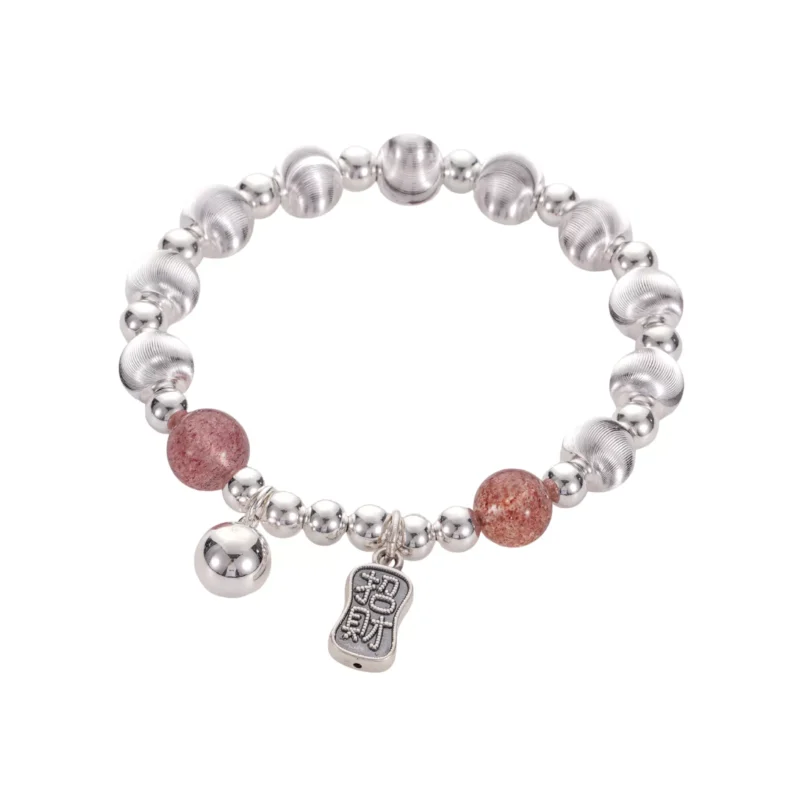 S925 Silver Strawberry Quartz Fortune Charm Bracelet S925 Silver Strawberry Quartz Fortune Charm Bracelet