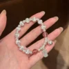 S925 Silver Strawberry Quartz Fortune Charm Bracelet S925 Silver Strawberry Quartz Fortune Charm Bracelet