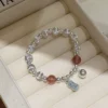 S925 Silver Strawberry Quartz Fortune Charm Bracelet S925 Silver Strawberry Quartz Fortune Charm Bracelet