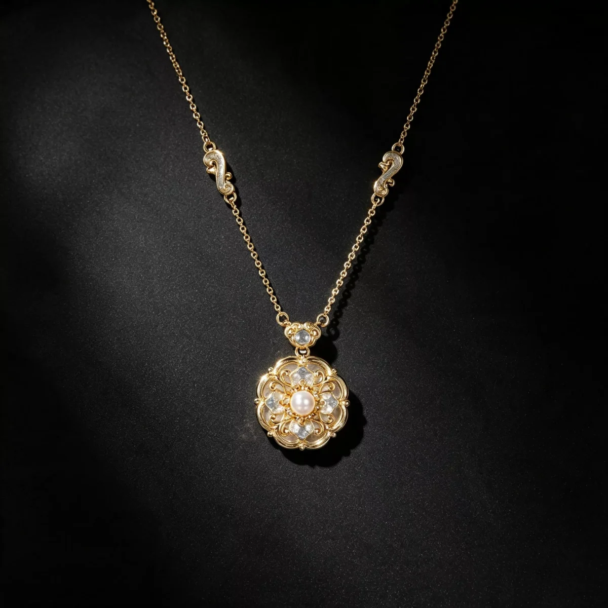 S925 Silver Clover Shell Pearl Vintage Chinese Necklace