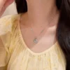 S925 Silver Clover Shell Pearl Vintage Chinese Necklace