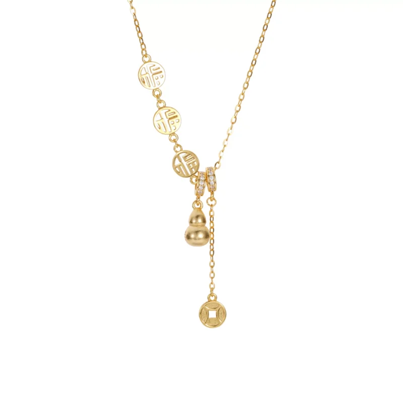 S925 Gourd Fortune Coin Cubic Zirconia Necklace