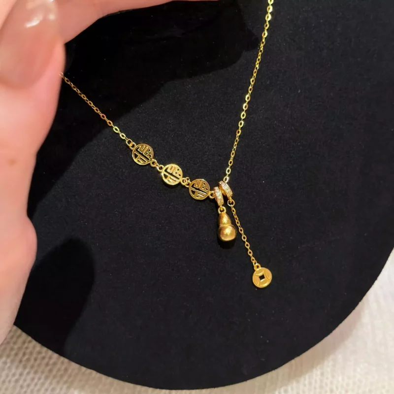S925 Gourd Fortune Coin Cubic Zirconia Necklace