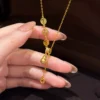 S925 Gourd Fortune Coin Cubic Zirconia Necklace