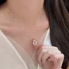 S925 Agate Zircon Bow‑knot Pendant Necklace