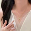 S925 Agate Zircon Bow‑knot Pendant Necklace