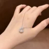 S925 Agate Zircon Bow‑knot Pendant Necklace
