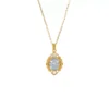S925 Vintage Light‑Blue Cubic Zirconia Necklace S925 Vintage Light‑Blue Cubic Zirconia Necklace