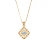 S925 Vintage Floral Hollow Cubic Zirconia Necklace