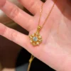 S925 Vintage Floral Hollow Cubic Zirconia Necklace