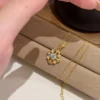 S925 Vintage Floral Hollow Cubic Zirconia Necklace